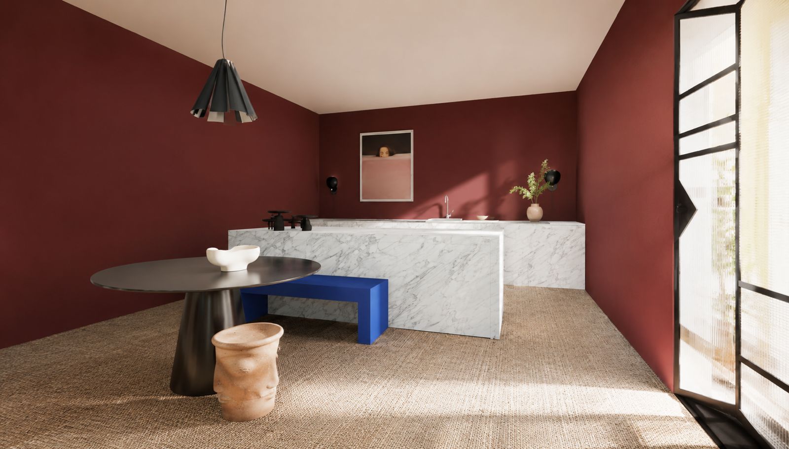 Earth-red interior